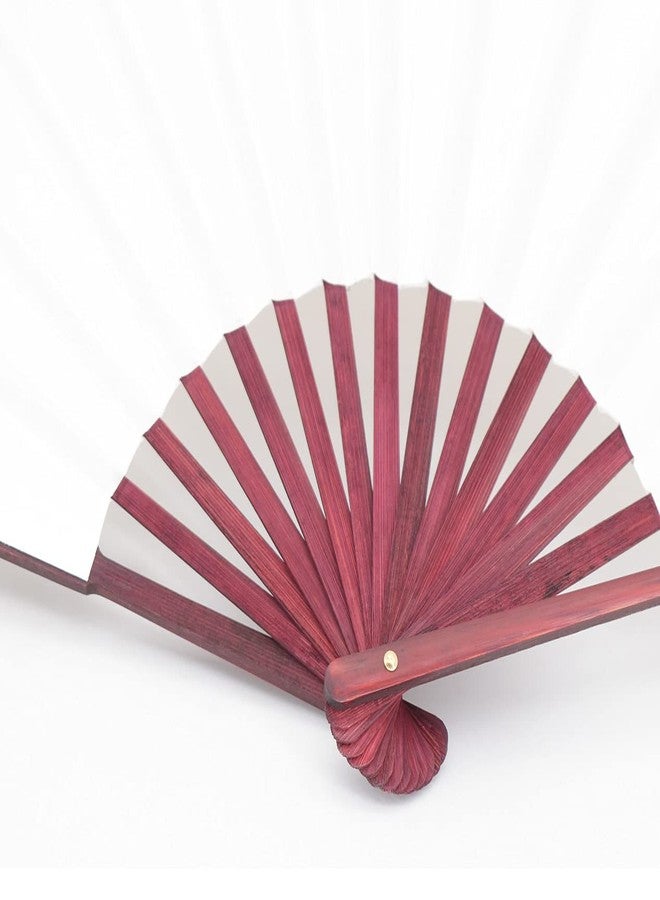 HONSHEN Chinese Folding Fan White Hand Fans Bamboo Fan with Traditional Chinese Arts Handicraft (White) - Image 2